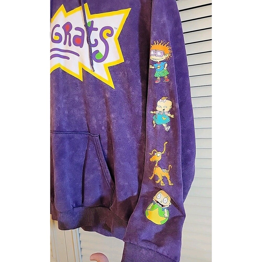 Rugrats Distressed Purple Hoodie Graphic 90’s Unisex Nickelodeon Size Medium - Picture 4 of 10